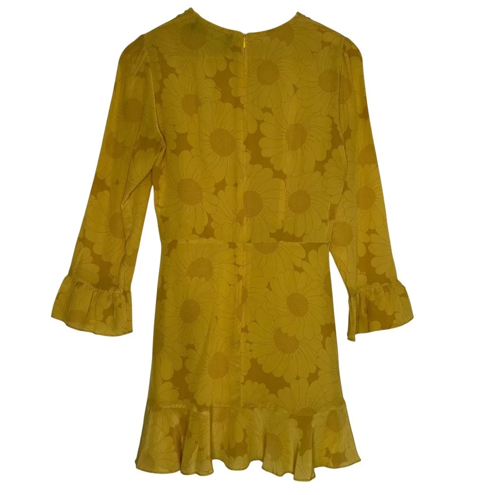 Realisation Par The Mary Jane Yellow Sunflower Silk A Line Mini Dress SZ S - Picture 3 of 13
